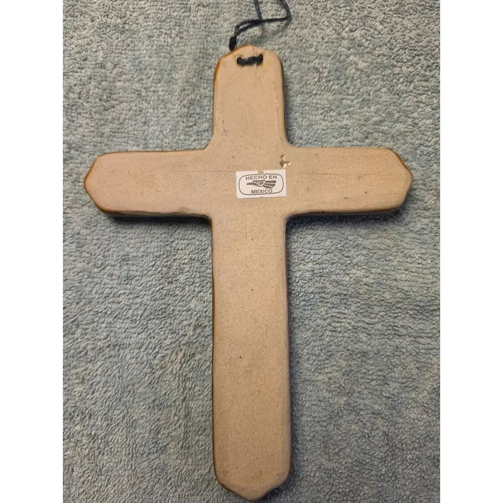 Vintage Tonala Mexican Ceramic Cross
